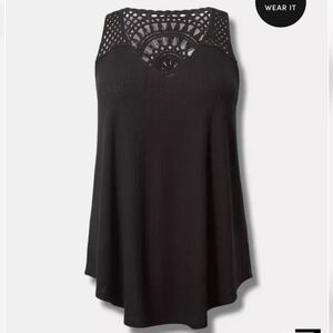 Torrid Textured Jersey V-Neck Crochet Swing Tank.  Torrid Size 2